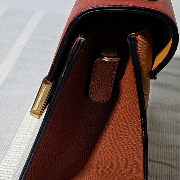 Dune London Handle Bag / Color-Block Mustard & Red Fall Colors - Picture 7 of 16